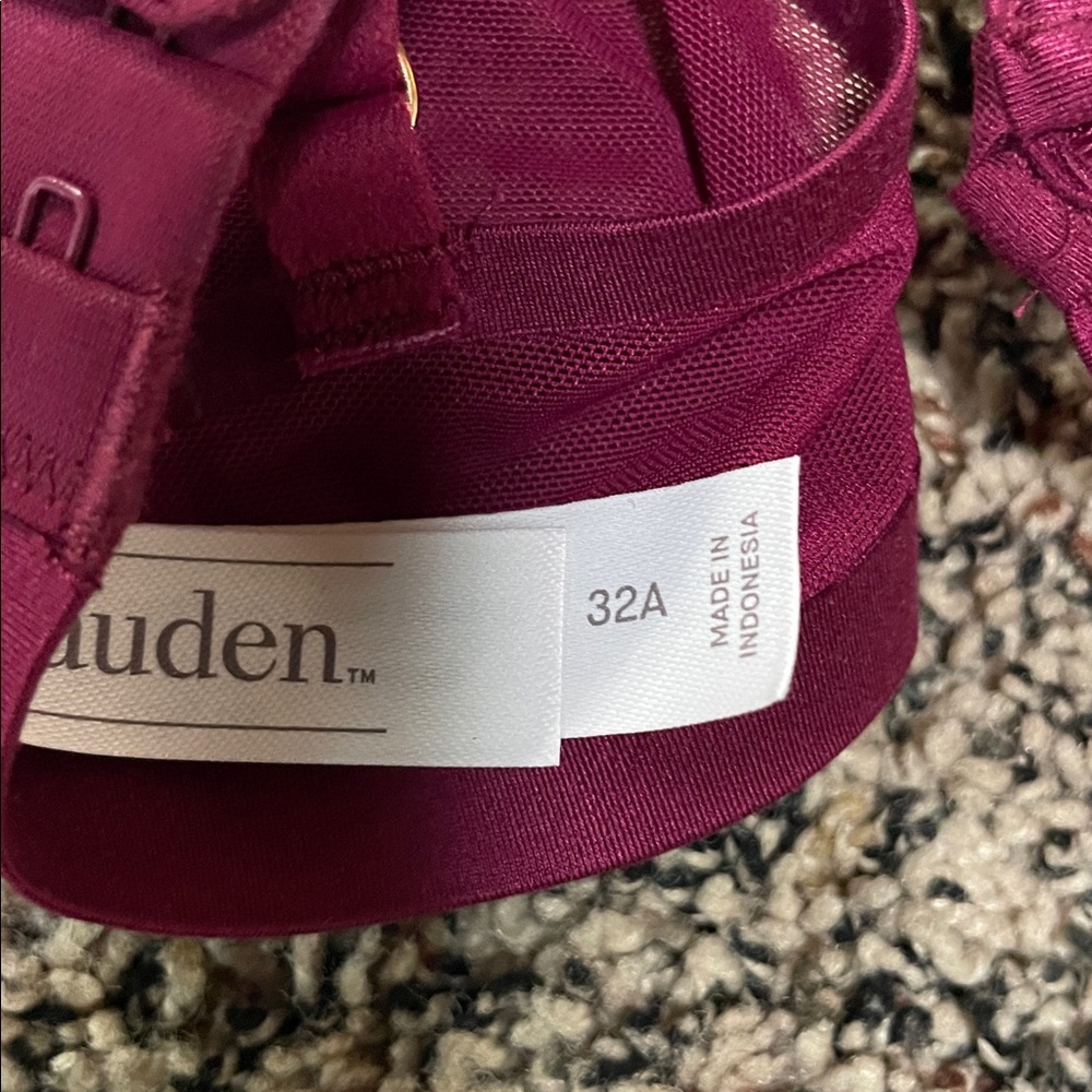 Auden Unlined Demi Coverage Underwire Sheer Bralette in Wine | NWT - Picture 7 of 9